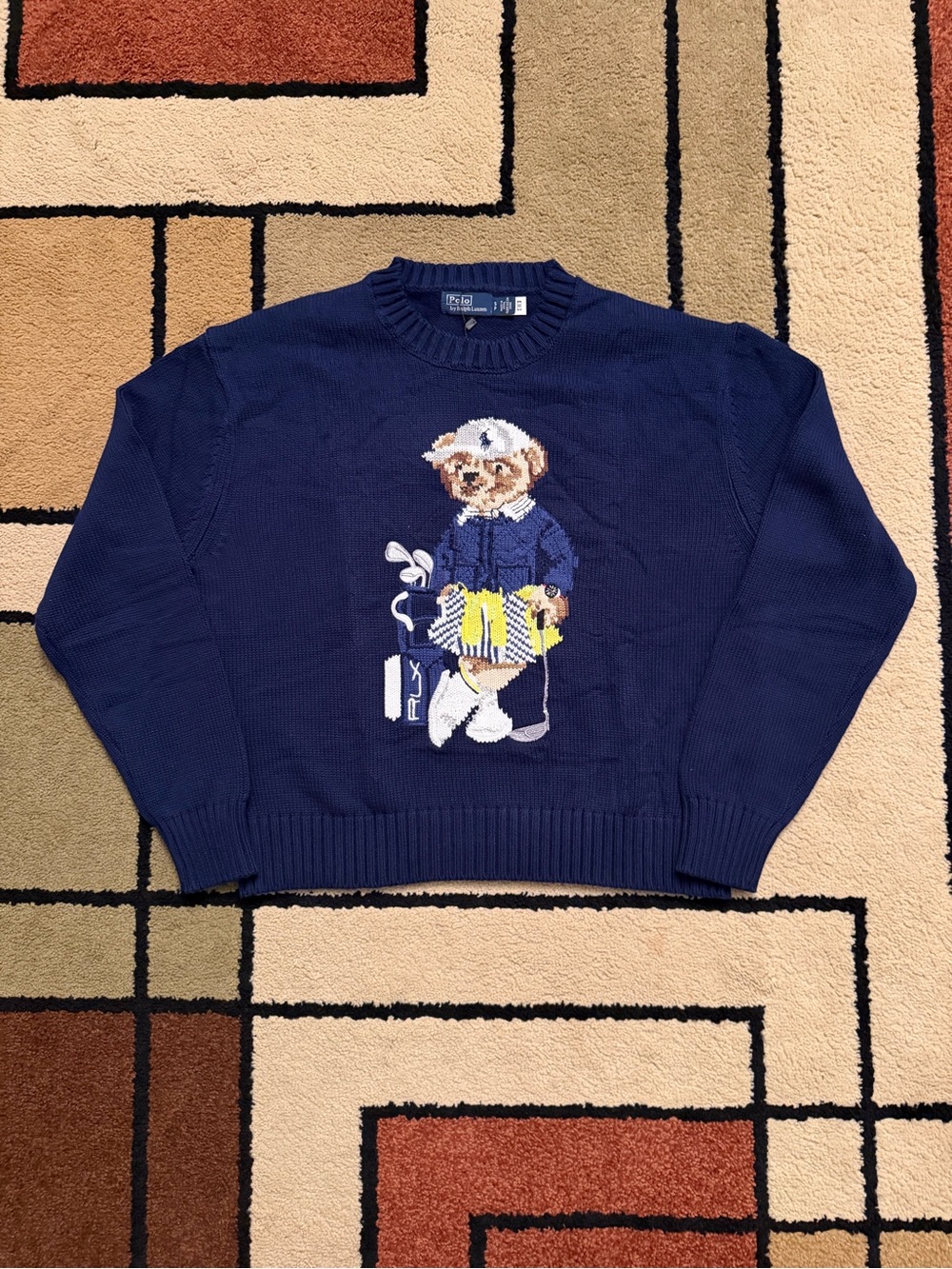Ralph Lauren Navy Polo Bear Golf Crewneck Sweater
